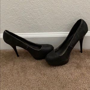 Glittery black high heels